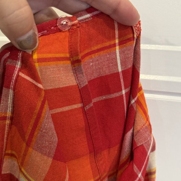 Vintage Josephine Chaus Sport Red and Orange Plaid Wrap Skirt EUC - Picture 9 of 9